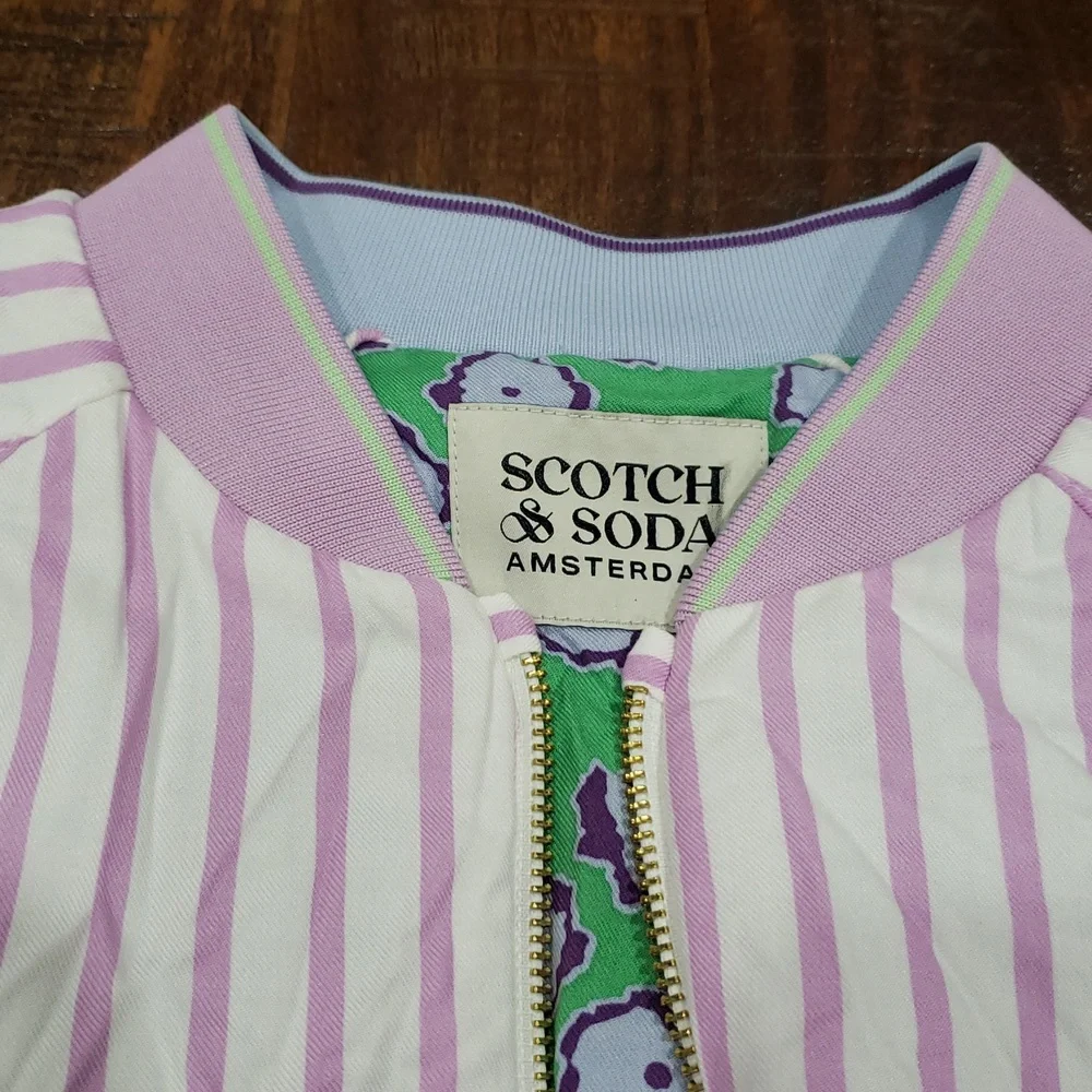 Scotch & Soda Lilac Striped Quilted Jacket